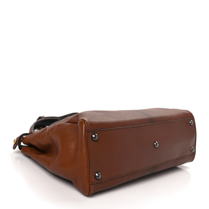 Fendi Goatskin Zucca Medium Peekaboo Iconic Satchel Cuoio Tobacco Moro 3 of 8