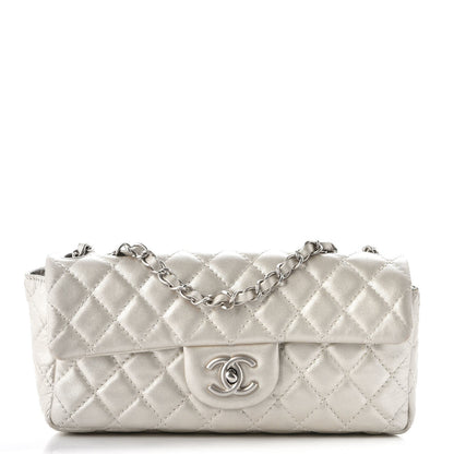 Chanel Metallic Lambskin Quilted East West Flap Silver 1 of 7