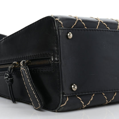 Chanel Calfskin Wild Stitch Vertical Top Handle Bag Black 8 of 10