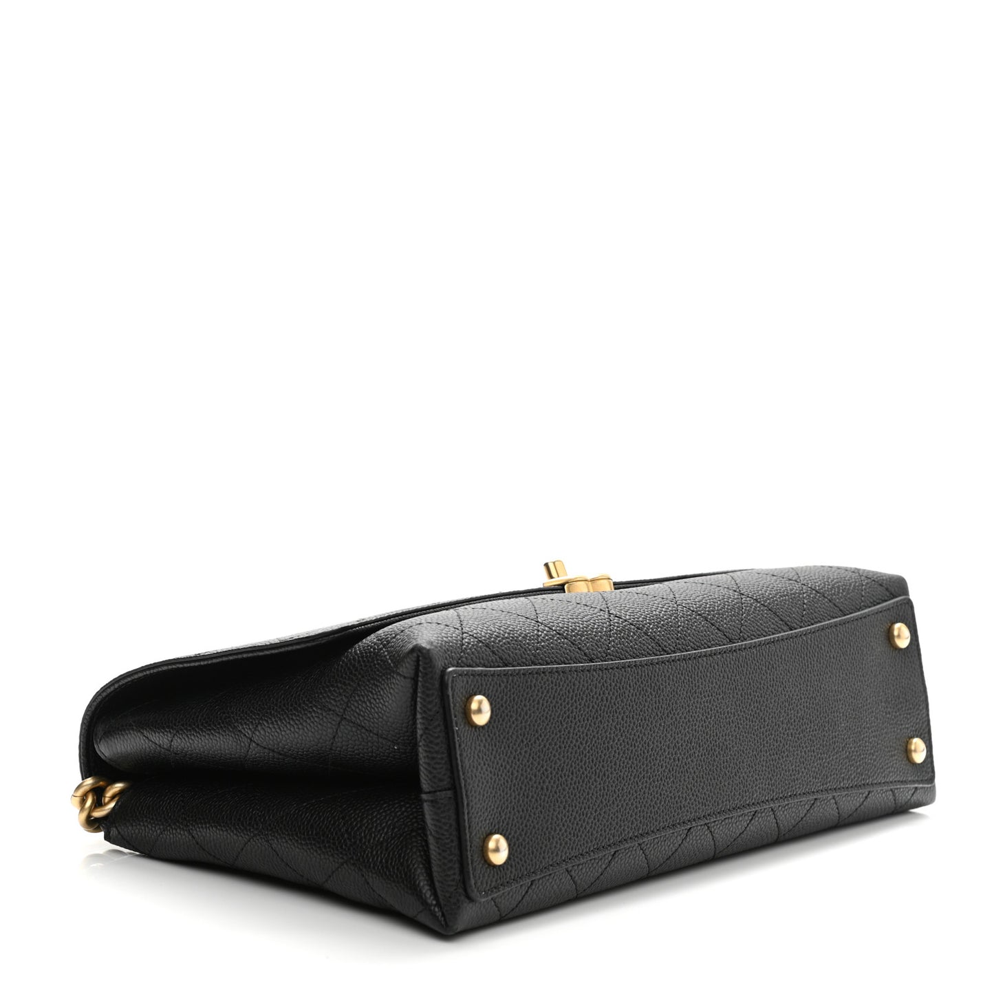 Grained Calfskin Stitched Flap Black