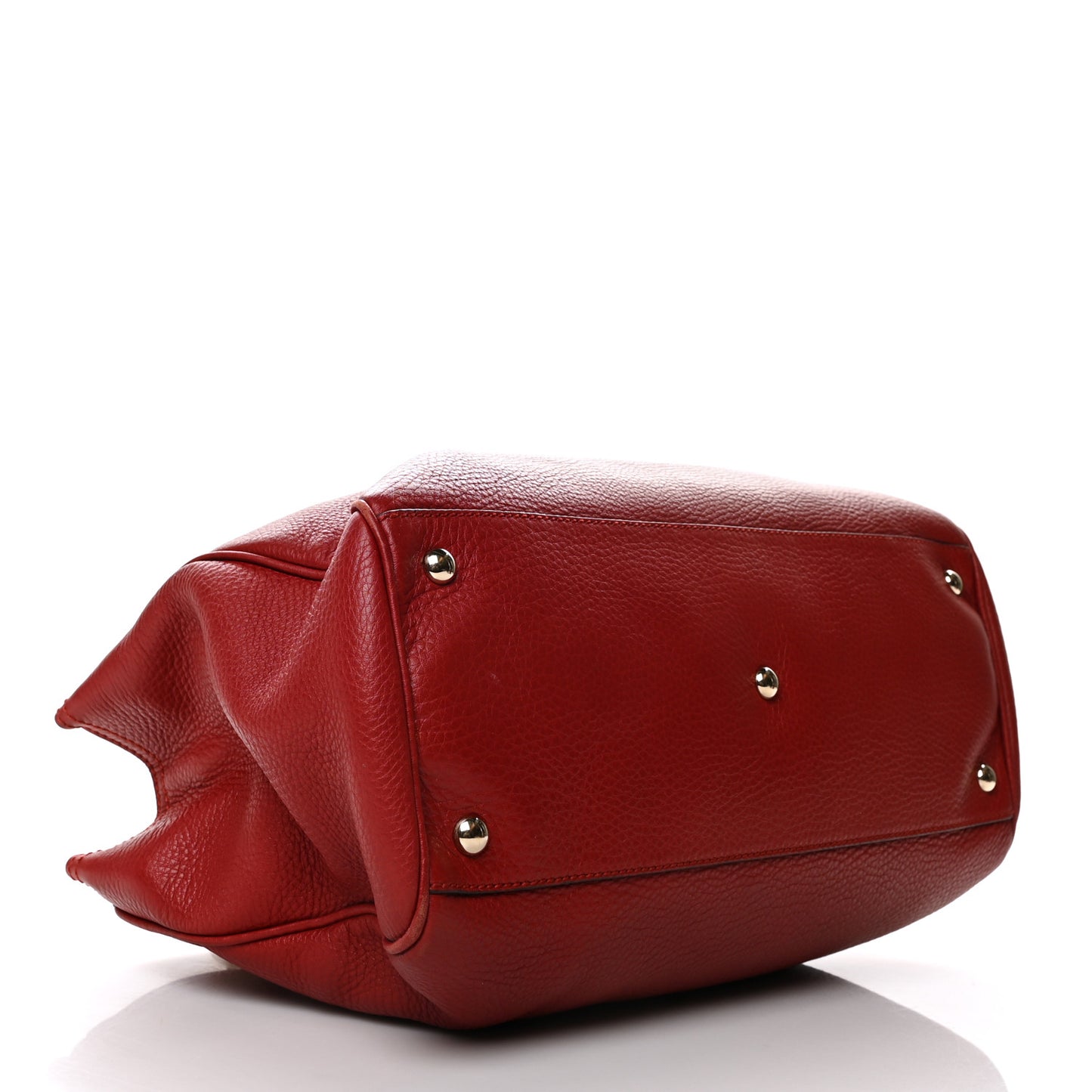 Pebbled Calfskin Medium Bamboo Shopper Tote Red