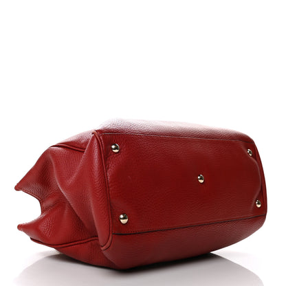 Gucci Pebbled Calfskin Medium Bamboo Shopper Tote Red 4 of 14