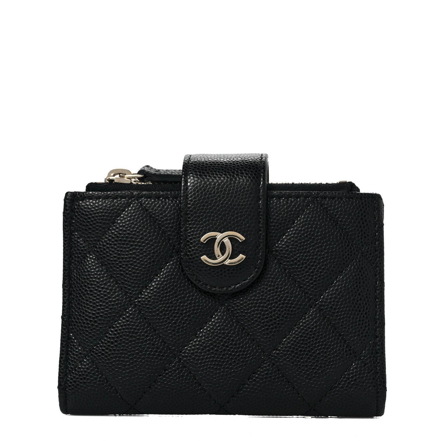 Chanel Caviar Quilted Compact Zipped Pocket Wallet Black 1 of 8