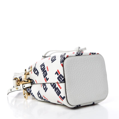 Fendi X FILA Vitello F is Fendi Mania Mini Mon Tresor Bucket Bag White 4 of 7