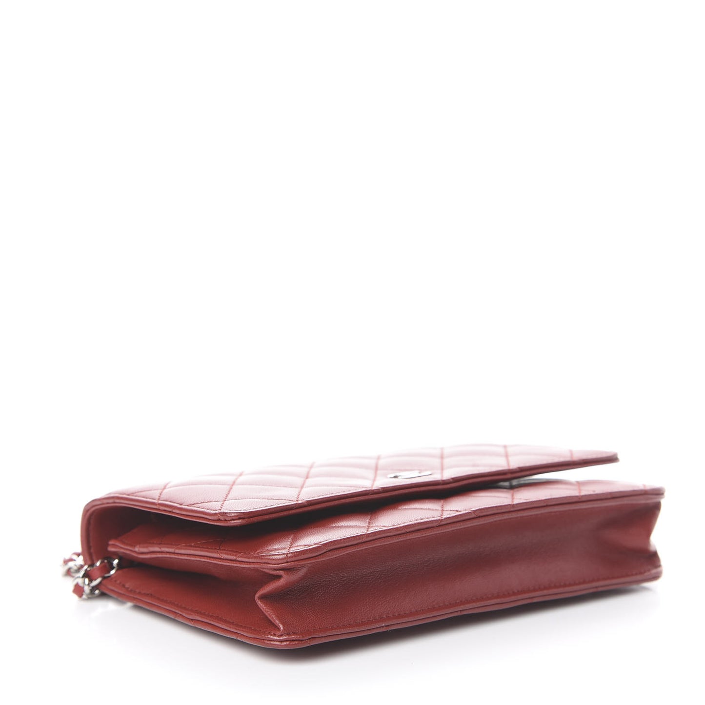 Lambskin Quilted Wallet On Chain WOC Red