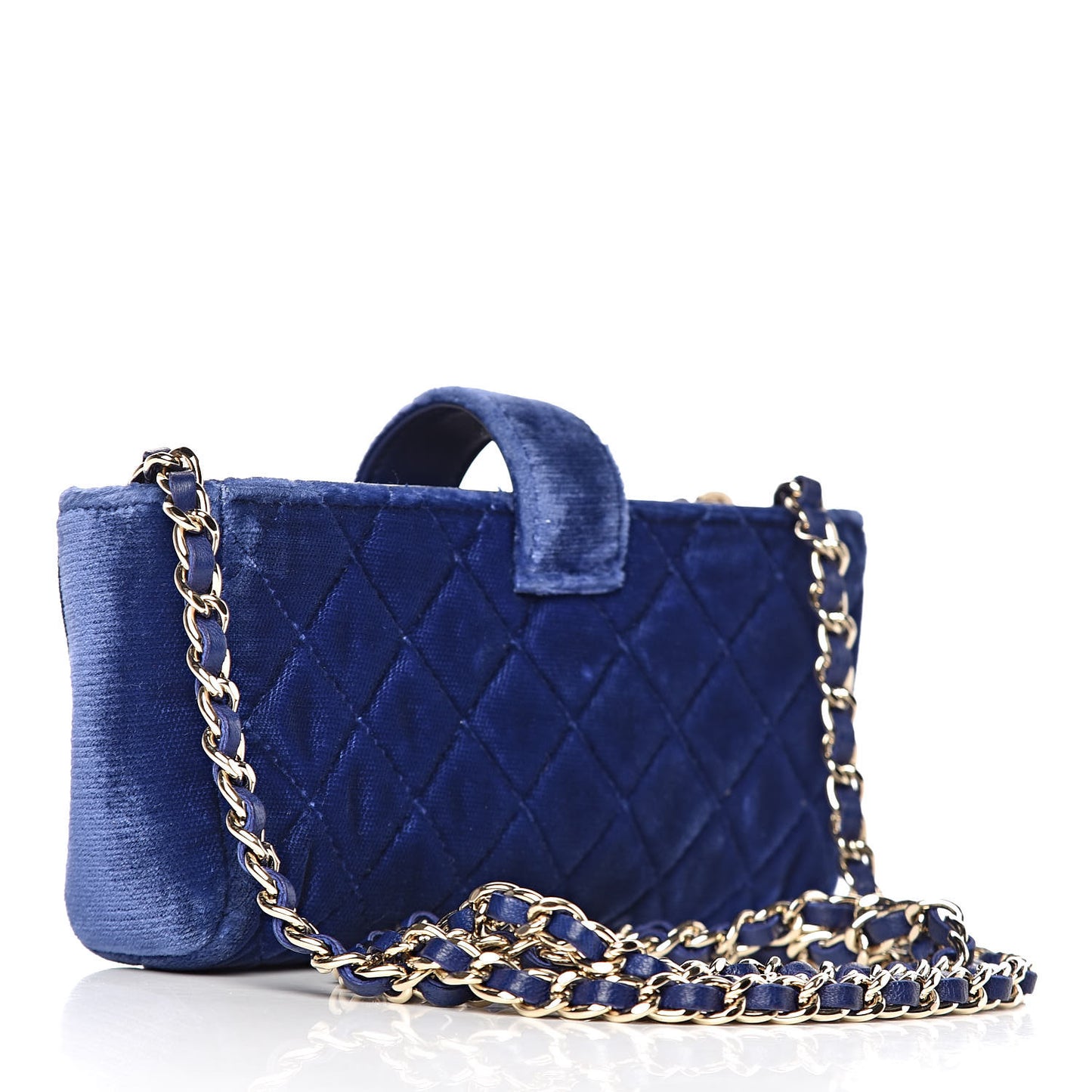 Velvet Quilted Mini Phone Holder Crossbody Bag Blue