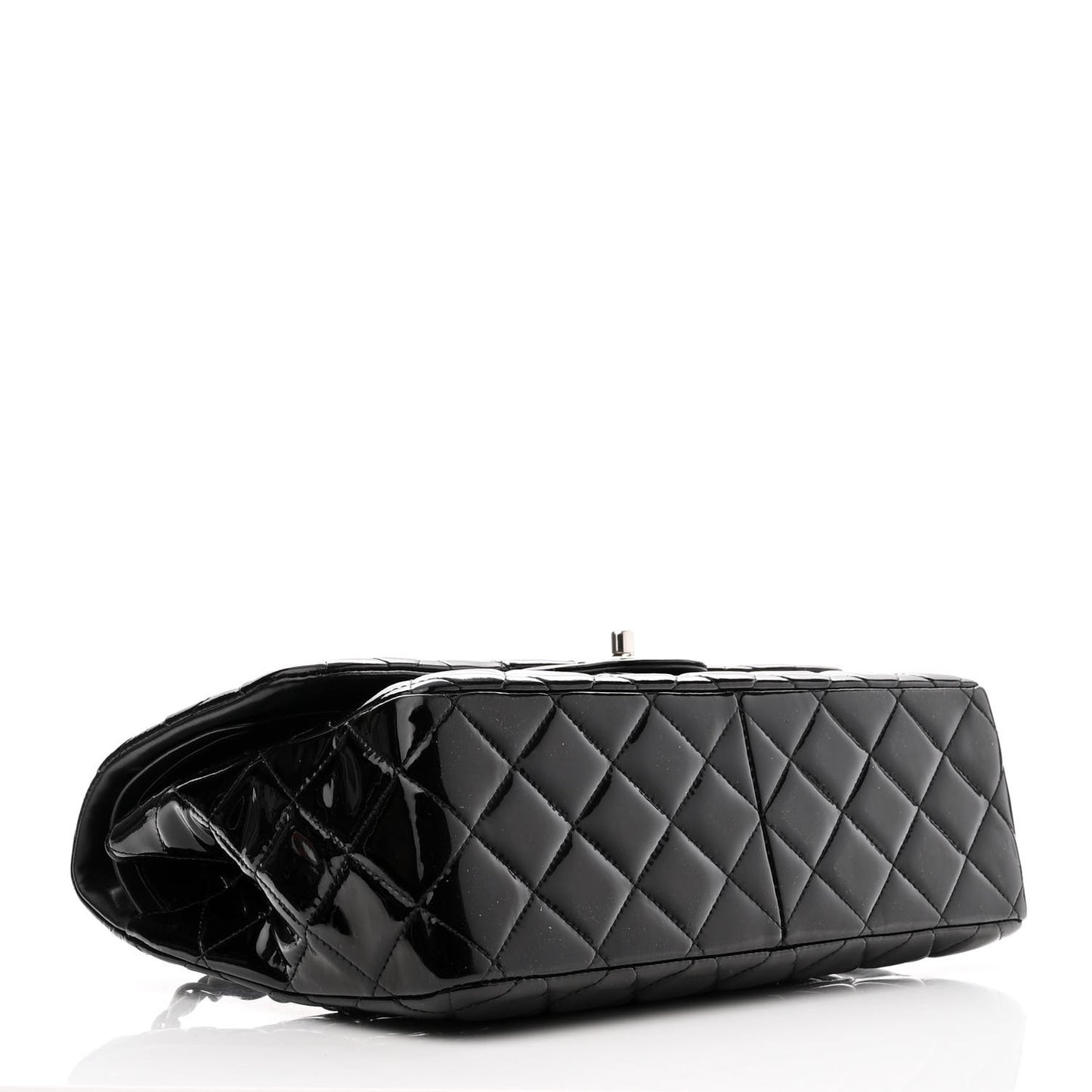 Patent Quilted Jumbo Double Flap Black