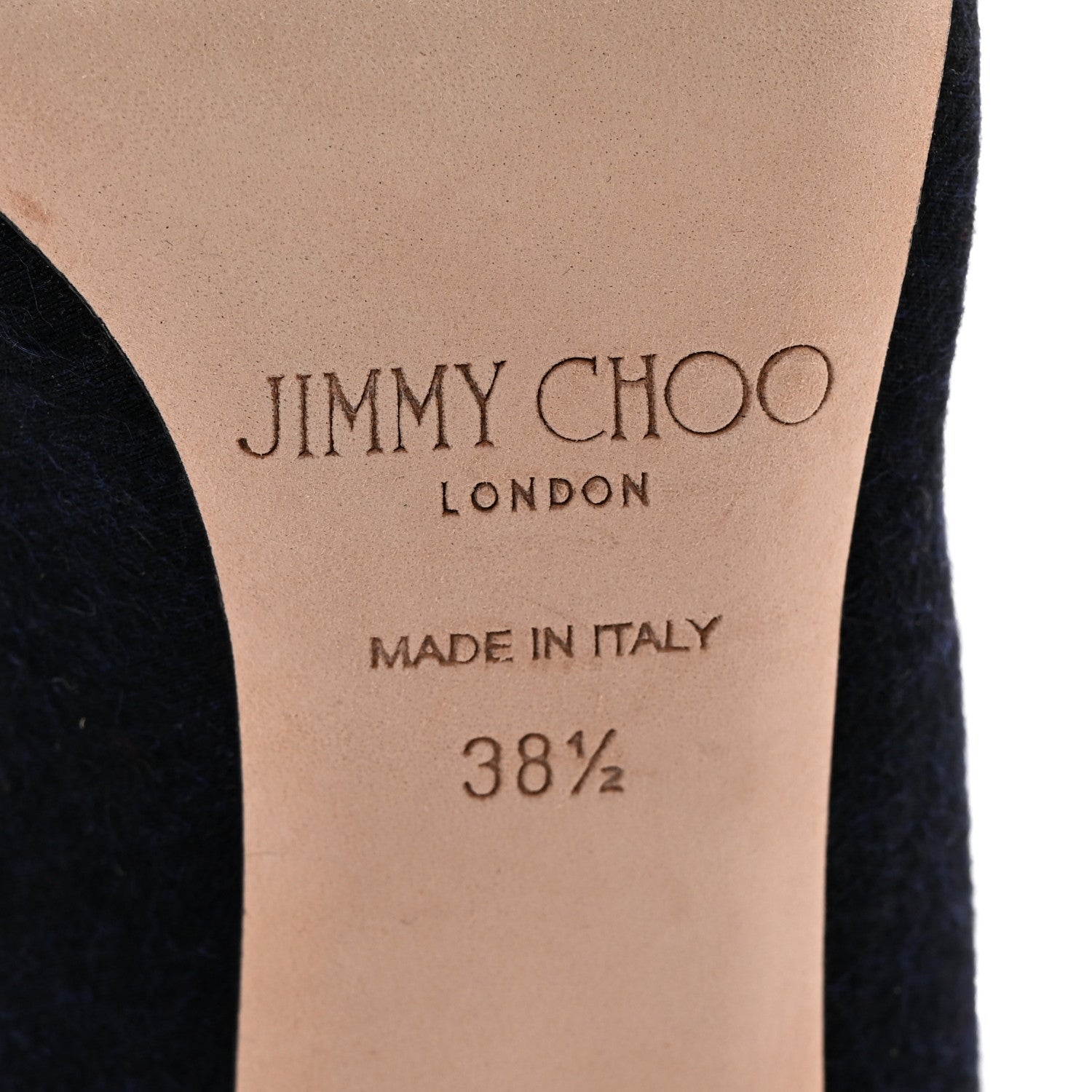 Jimmy Choo Crystal Embellished Romy 100 Flannel Pumps 38.5 Navy 6 of 14