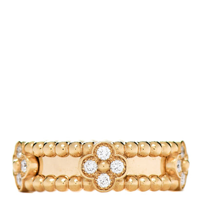 Van Cleef & Arpels 18K Yellow Gold Diamond Sweet Perlee Clovers Ring 51 5.75 3 of 4