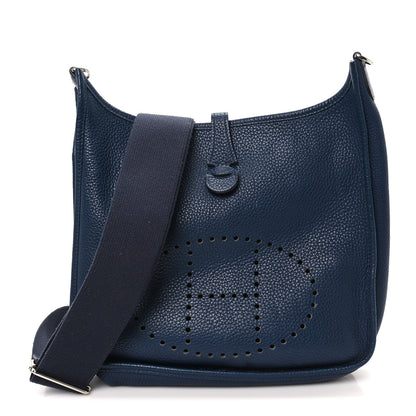 Hermes Taurillon Clemence EVELYNE III PM  Bleu Agate 1 of 8