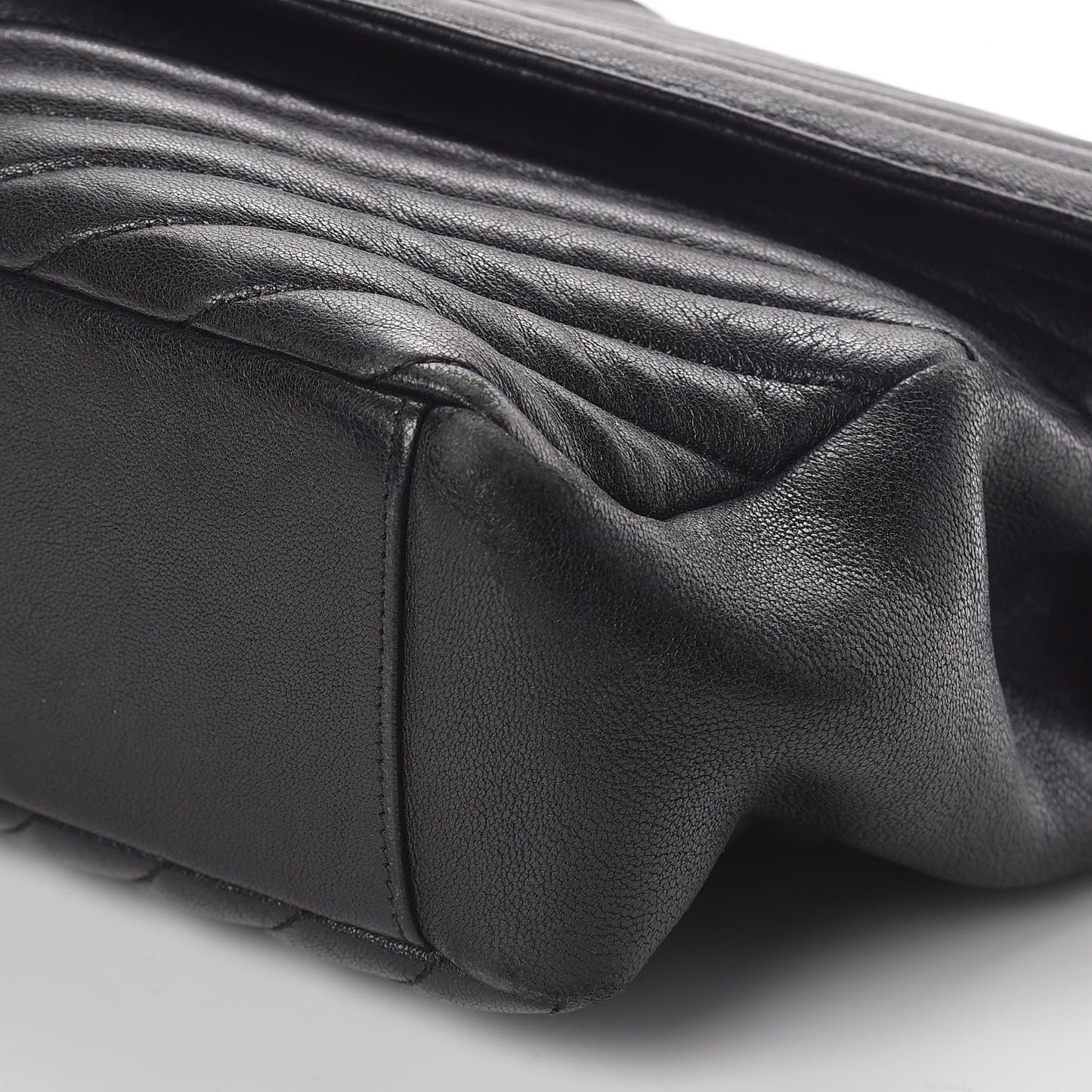 Sheepskin Matelasse Chevron Monogram Large College Satchel Black
