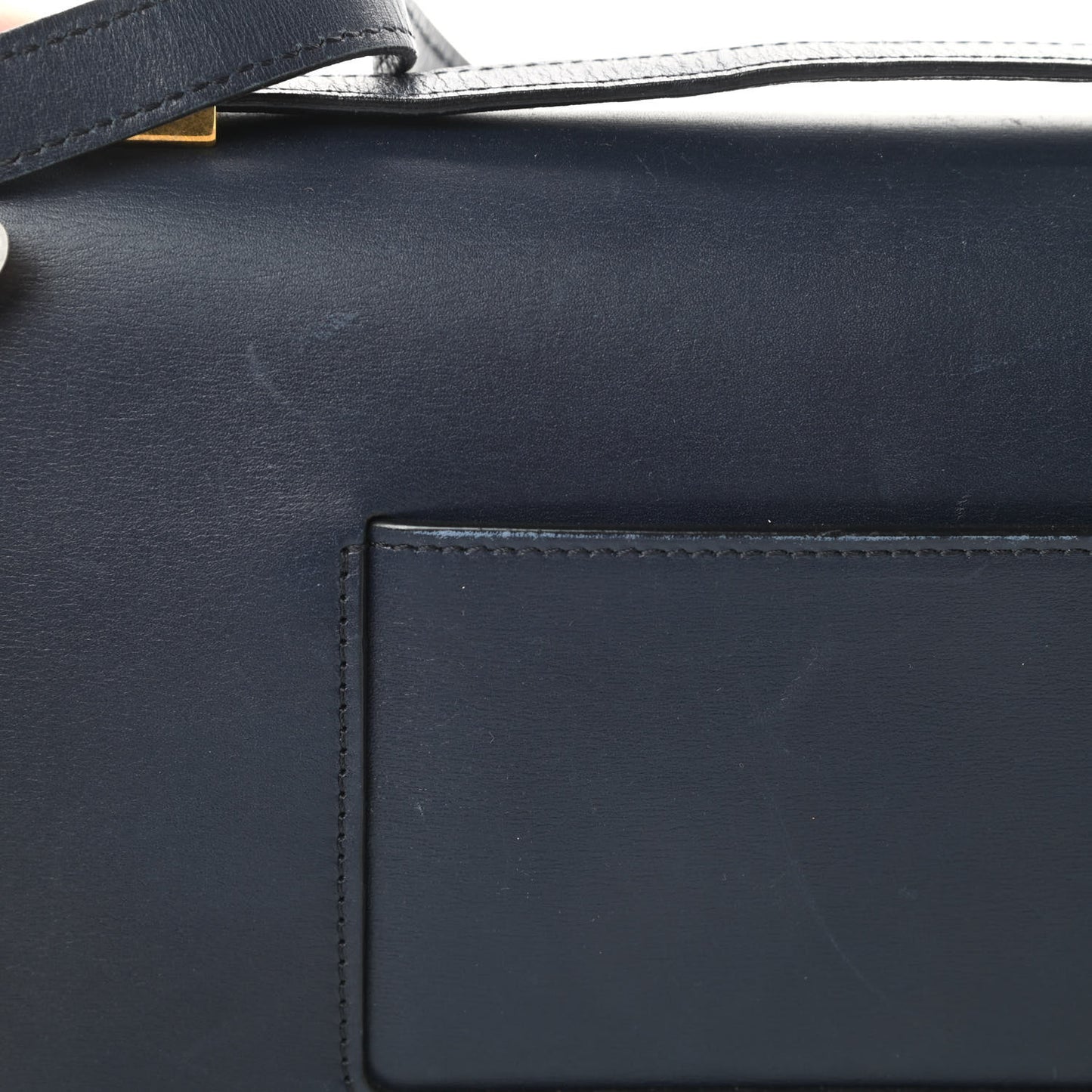 Calfskin Suede Bi-Color Small Case Flap Navy Blue Yellow