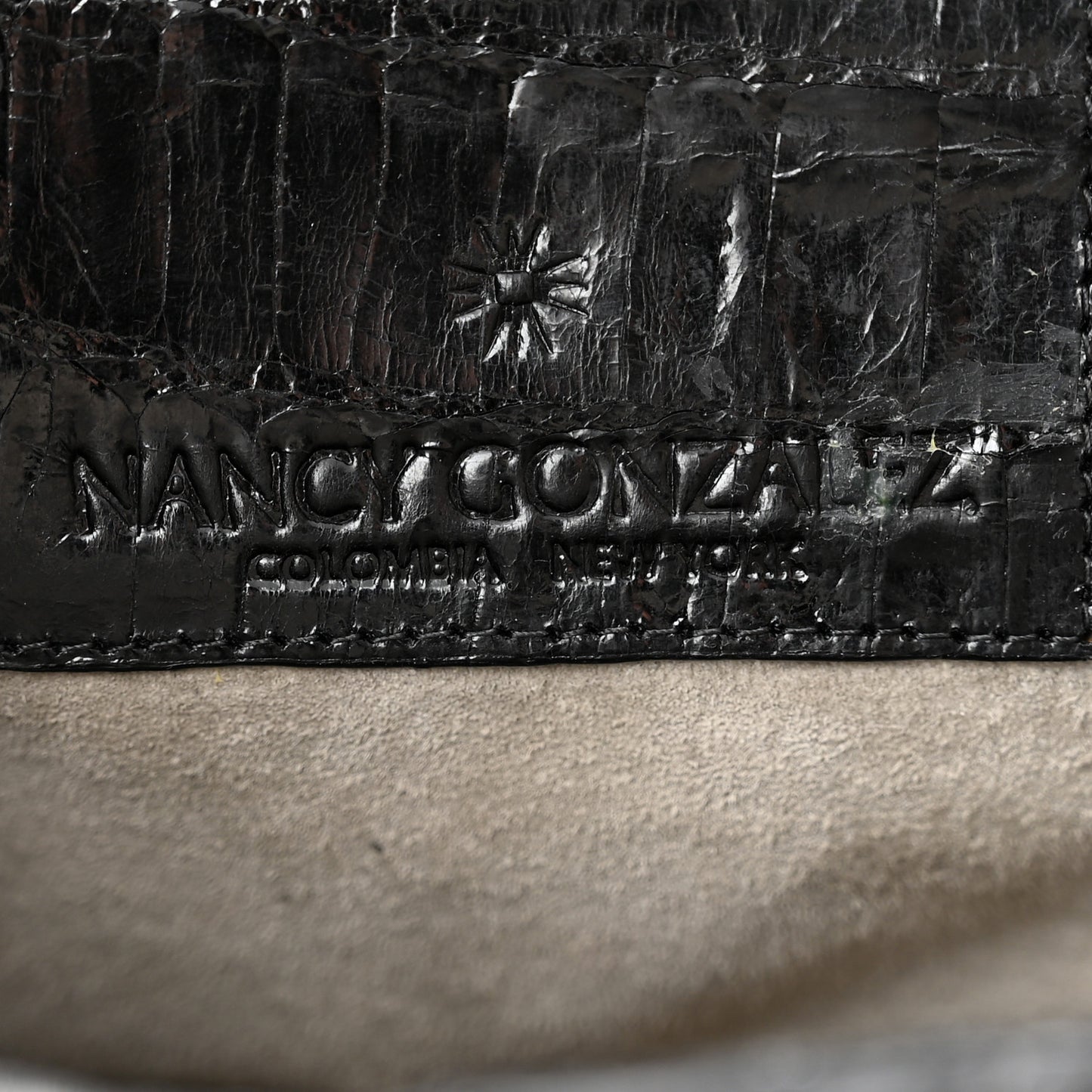 Crocodile Calf Hair Satchel Black