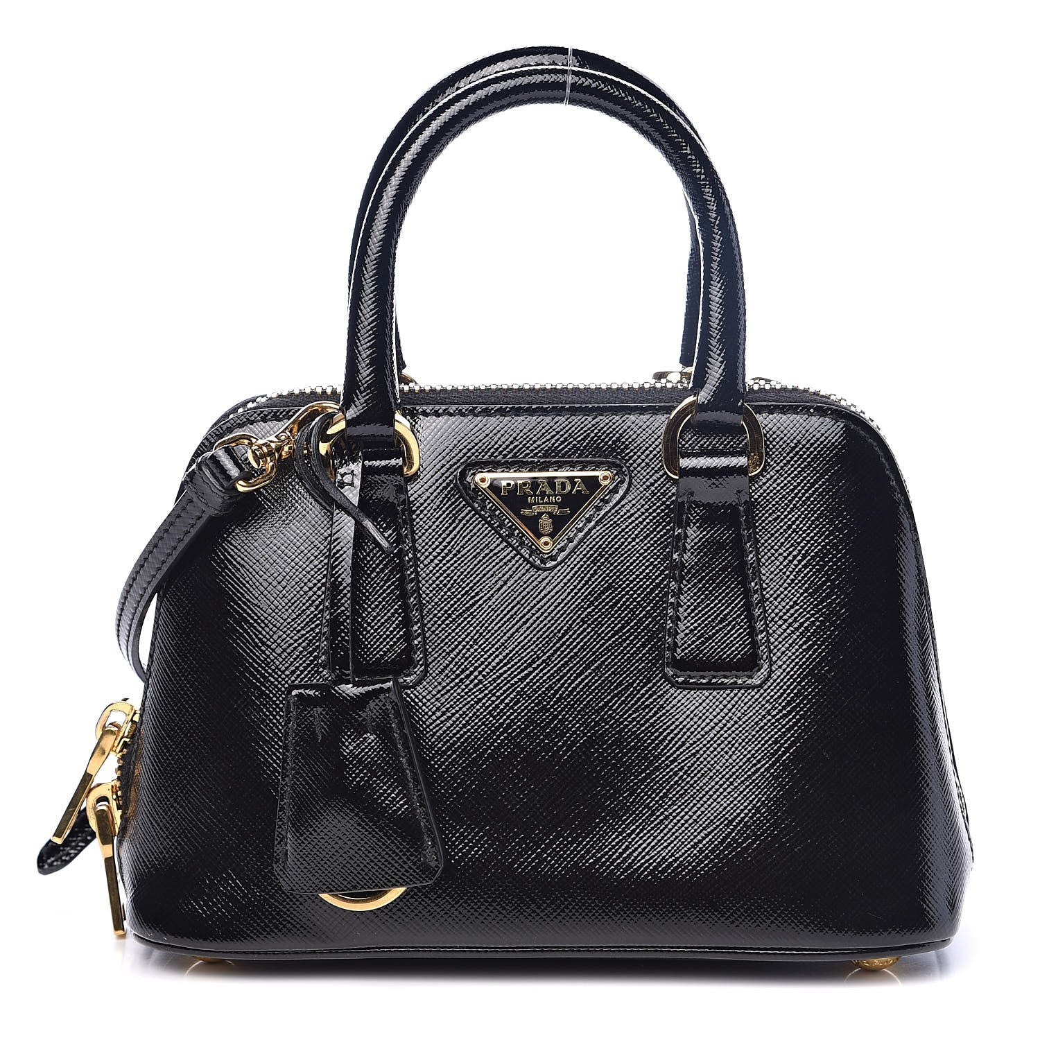 Prada Saffiano Vernice Mini Promenade Tote Black 1 of 9