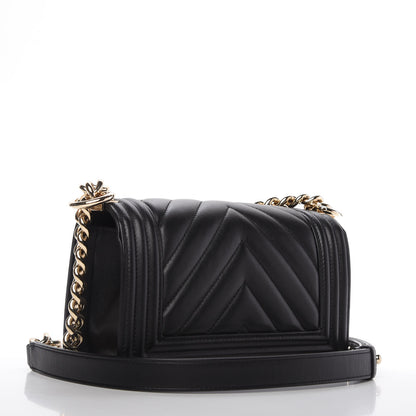 Chanel Lambskin Chevron Quilted Small Boy Flap Black 3 of 10
