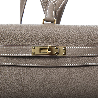 Hermes Taurillon Clemence Kelly Ado Backpack Etoupe 8 of 9
