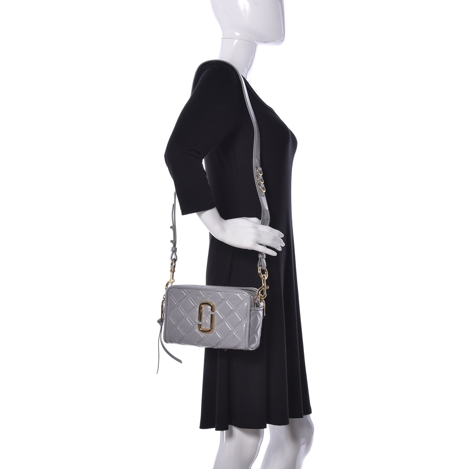 Marc Jacobs Natural Grain Calfskin Quilted The Softshot 21 Bag Grey 2 of 9