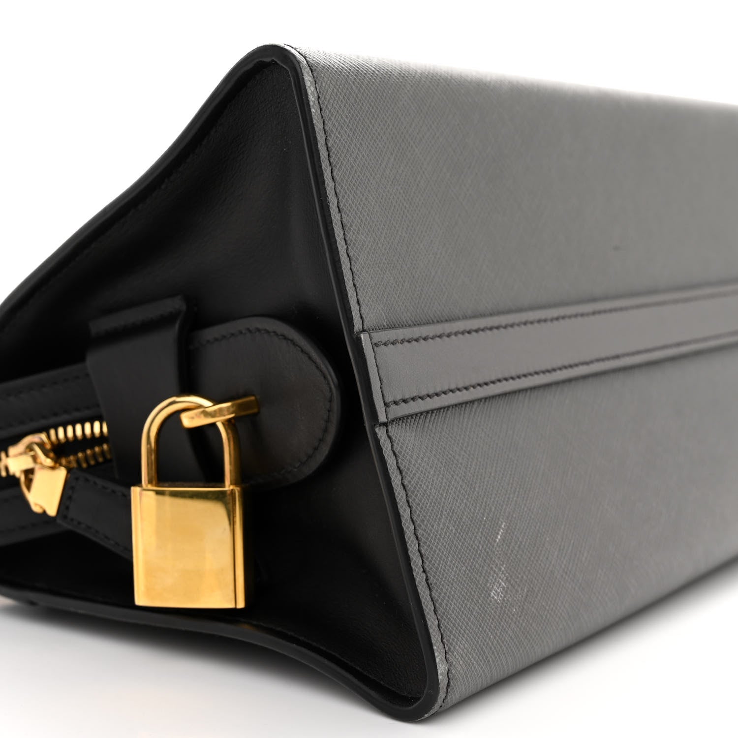 Prada Saffiano City Calfskin Small Esplanade Tote Mercurio Black 8 of 17
