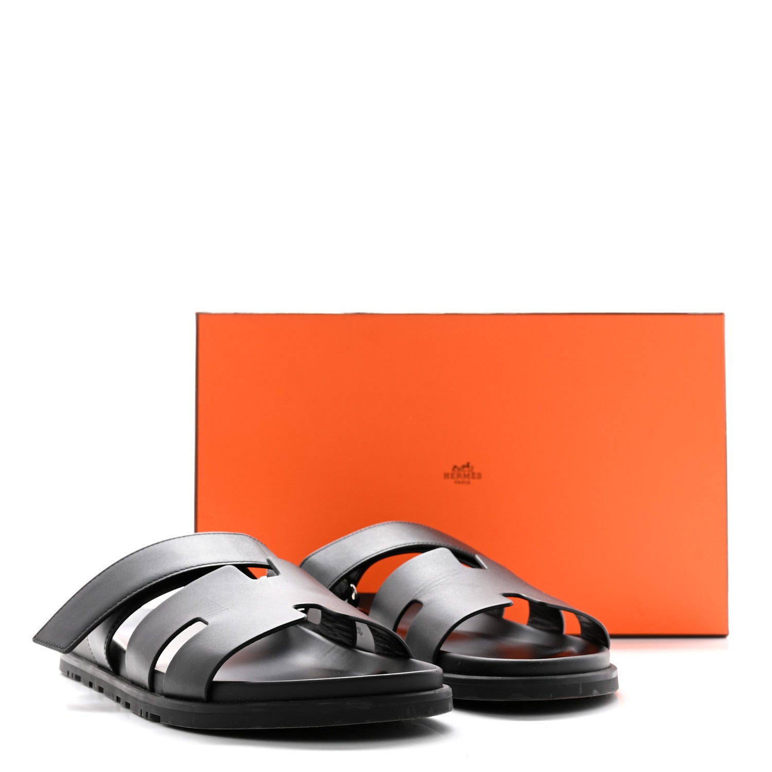 Hermes Calfskin Mens Chypre Sandals 44.5 Black 11 of 11