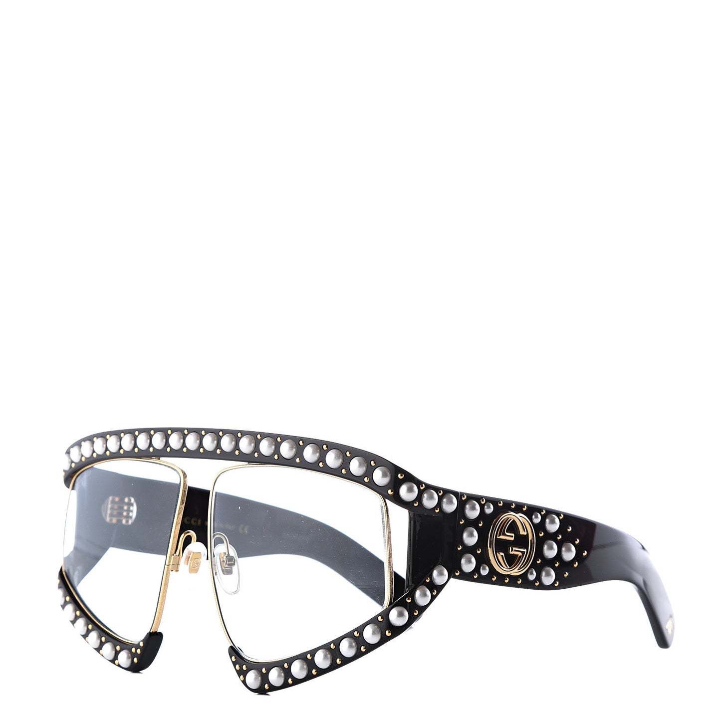 Acetate Pearl Rectangular Frame Sunglasses GG0234S Black