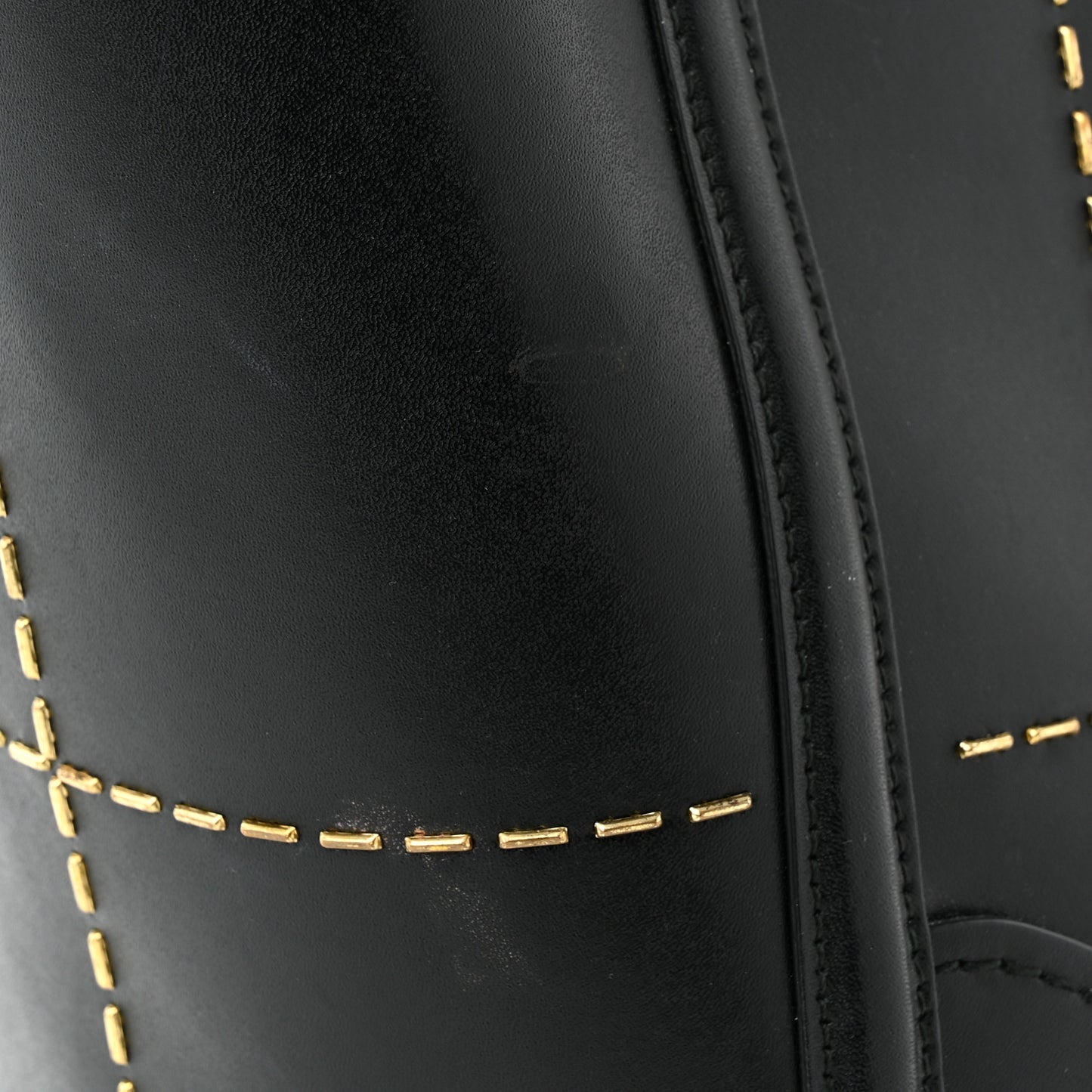 Calfskin Stitched Double Handle Medium Amy Tote Black