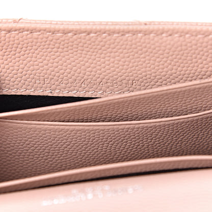 Saint Laurent Grain De Poudre Matelasse Chevron Small Monogram Envelope Wallet Pale Blush 7 of 9