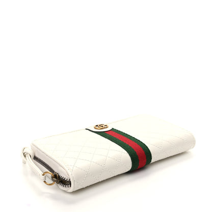 Gucci Calfskin Web Trapuntata GG Zip Around Wallet Off White 4 of 8