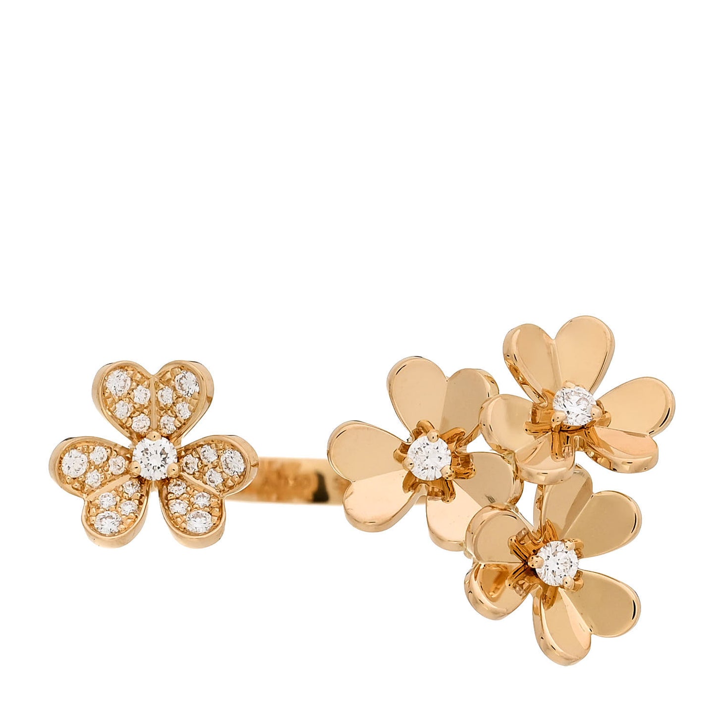 18K Yellow Gold Diamond Frivole Between The Finger Ring 53 6.5