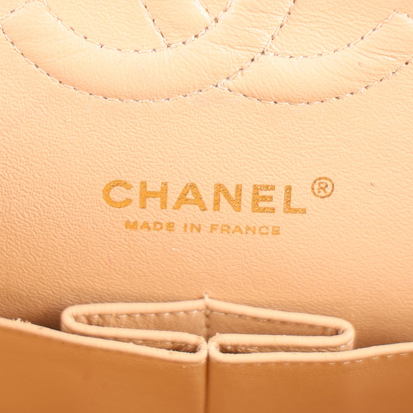 Caviar Quilted Medium Double Flap Beige