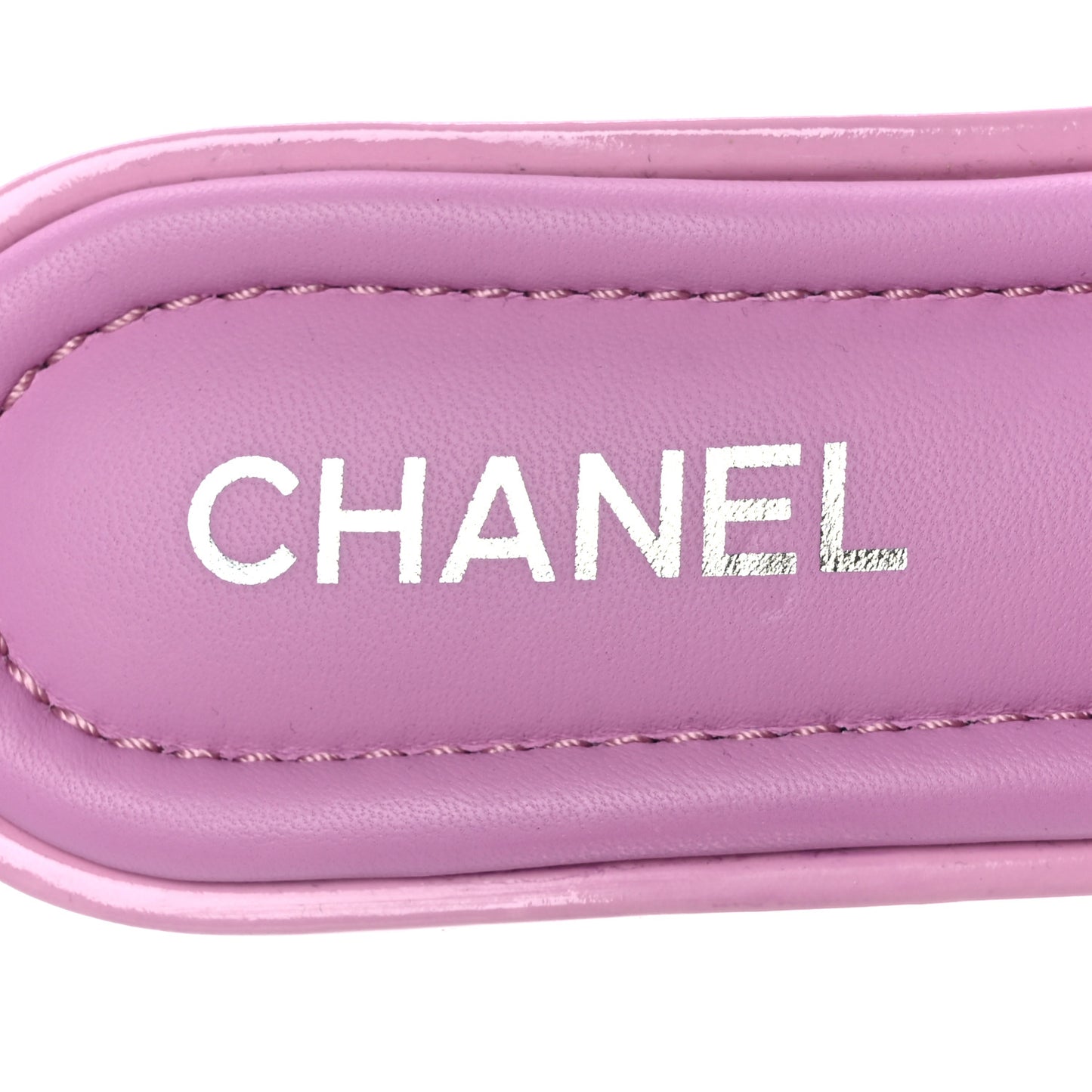 Patent Goatskin Quilted CC Mules Sandals 39 Pink
