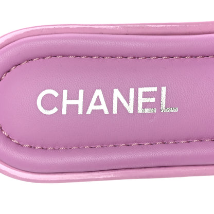 Chanel Patent Goatskin Quilted CC Mules Sandals 39 Pink 7 of 8