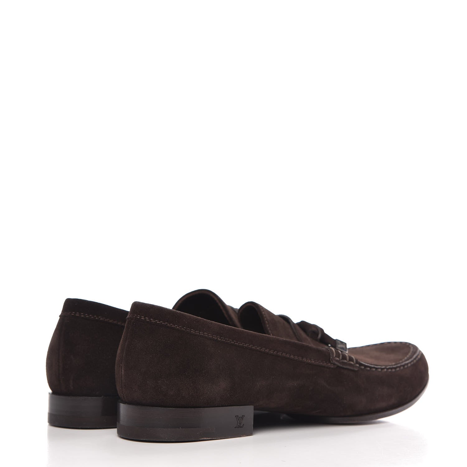 Louis Vuitton Suede Calfskin Mens Moccasin Loafers 8.5 Brown 4 of 8
