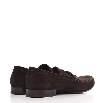 Louis Vuitton Suede Calfskin Mens Moccasin Loafers 8.5 Brown 4 of 8