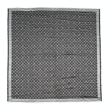 Louis Vuitton Silk Wool Monogram Denim Shawl Black 1 of 9