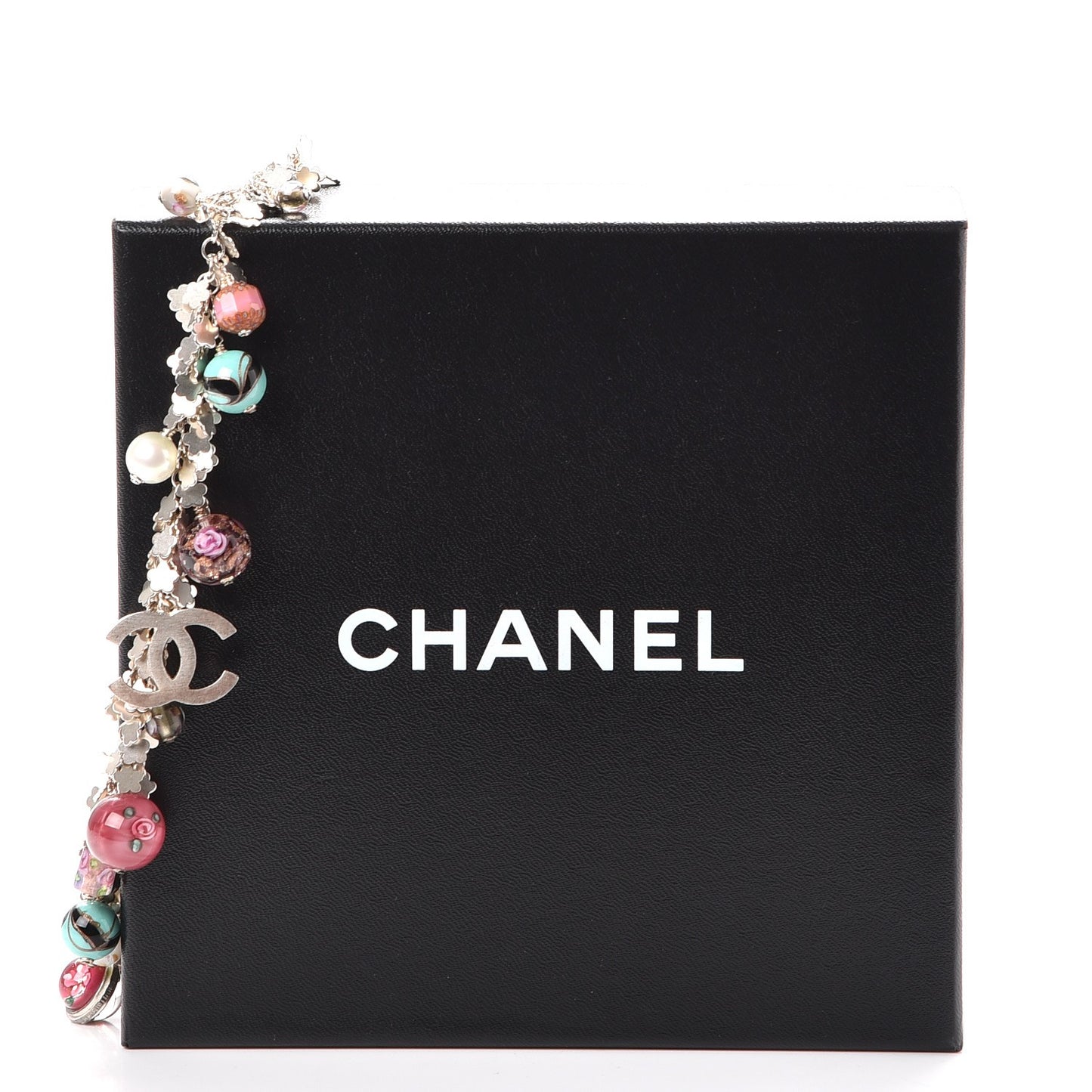 Glass Beaded Charm CC Belt Silver Multicolor