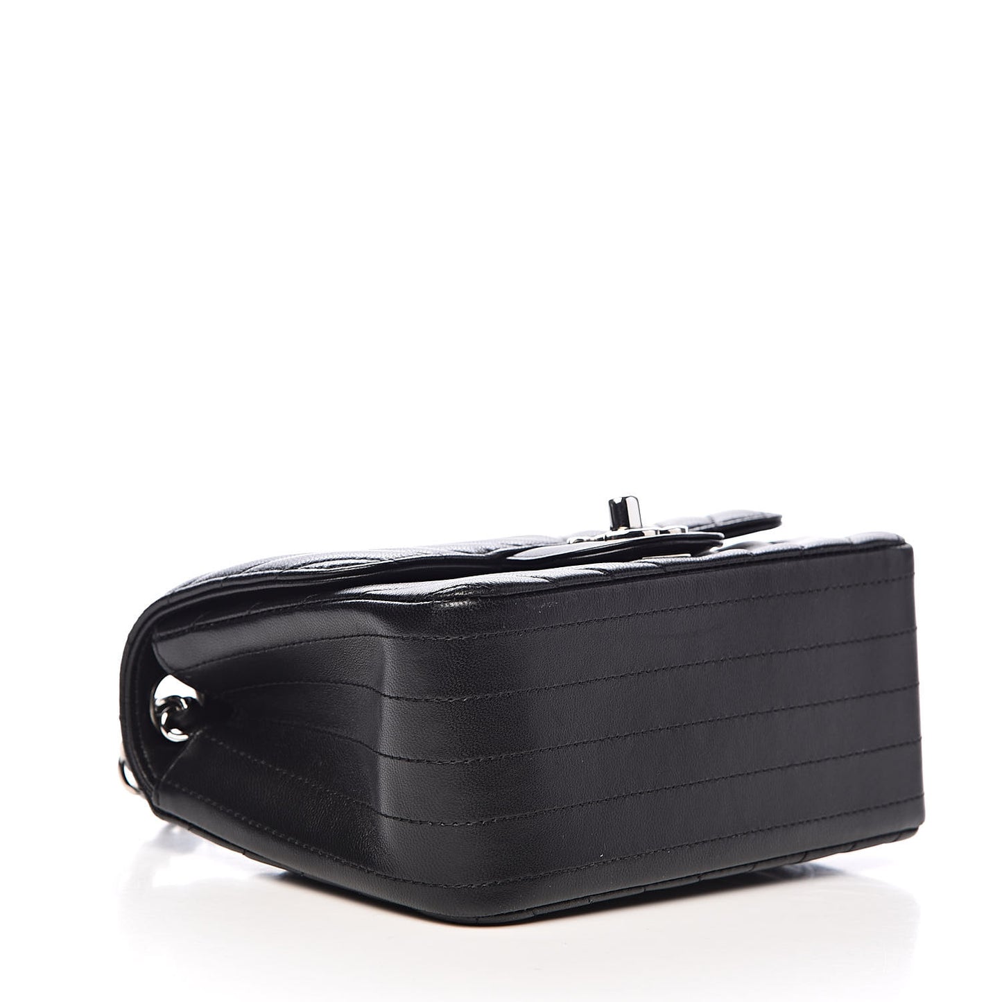 Lambskin Chevron Quilted Mini Square Flap Black