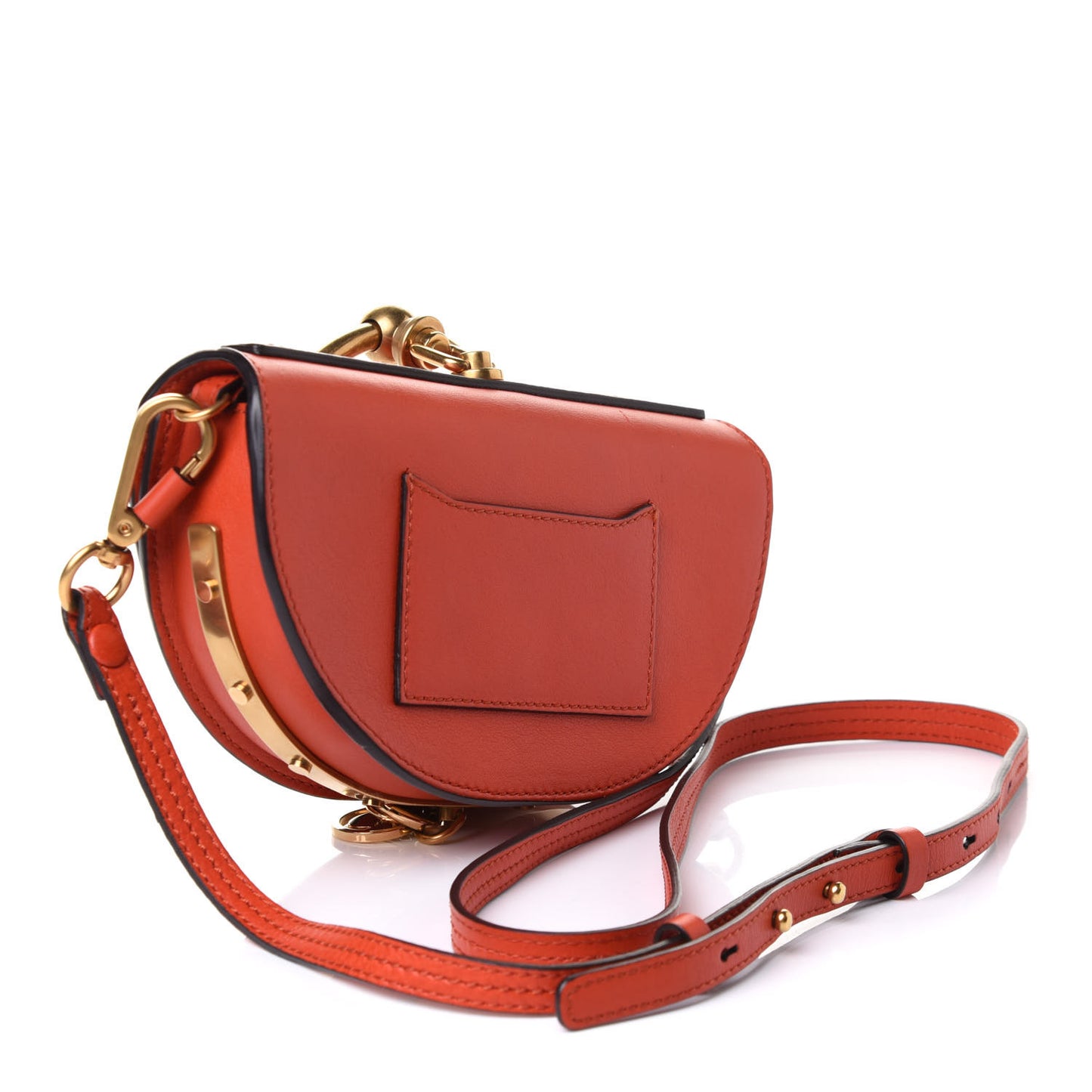 Calfskin Small Nile Bracelet Minaudiere Bag Sepia Red