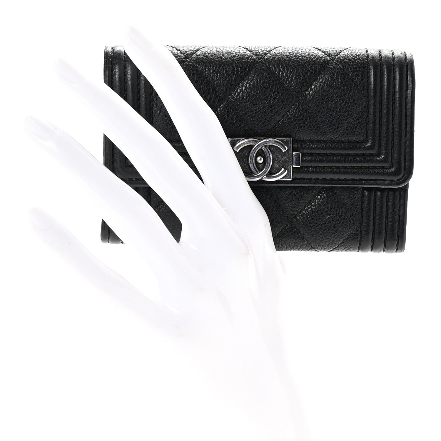 Chanel Caviar Quilted Boy Flap Card Holder Black 2 of 8