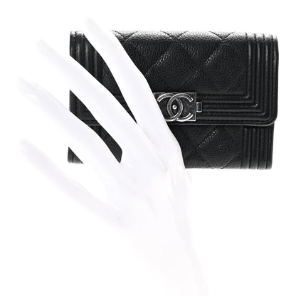 Chanel Caviar Quilted Boy Flap Card Holder Black 2 of 8