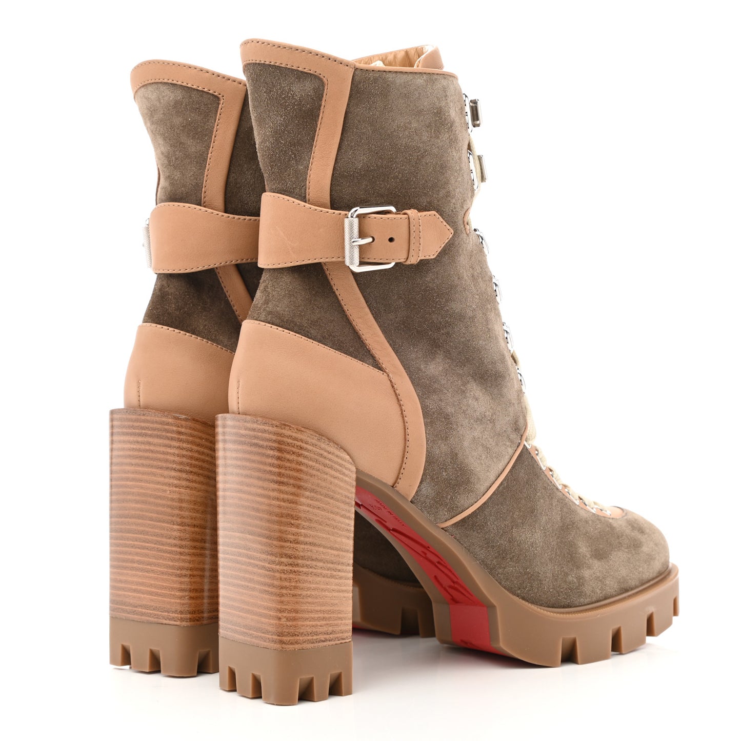 Suede Calfskin Macademia 100 Biker Platform Boots 40.5 Silex Light Cuir Dark Beige