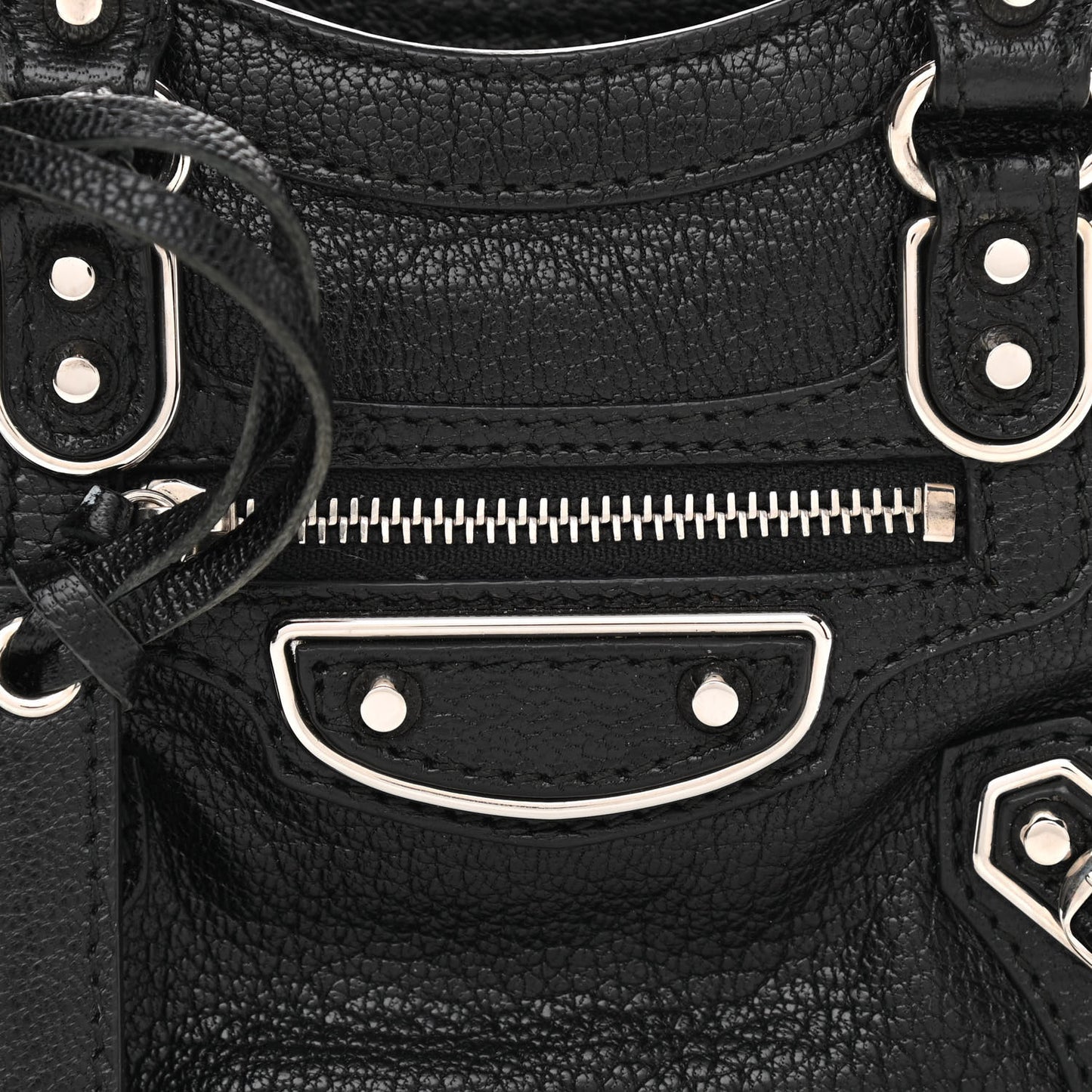Chevre Silver Metallic Edge Hardware Nano City Black