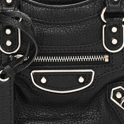 Balenciaga Chevre Silver Metallic Edge Hardware Nano City Black 8 of 10