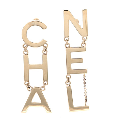 Chanel Metal Cha-Nel Logo Drop Earrings Gold 1 of 5