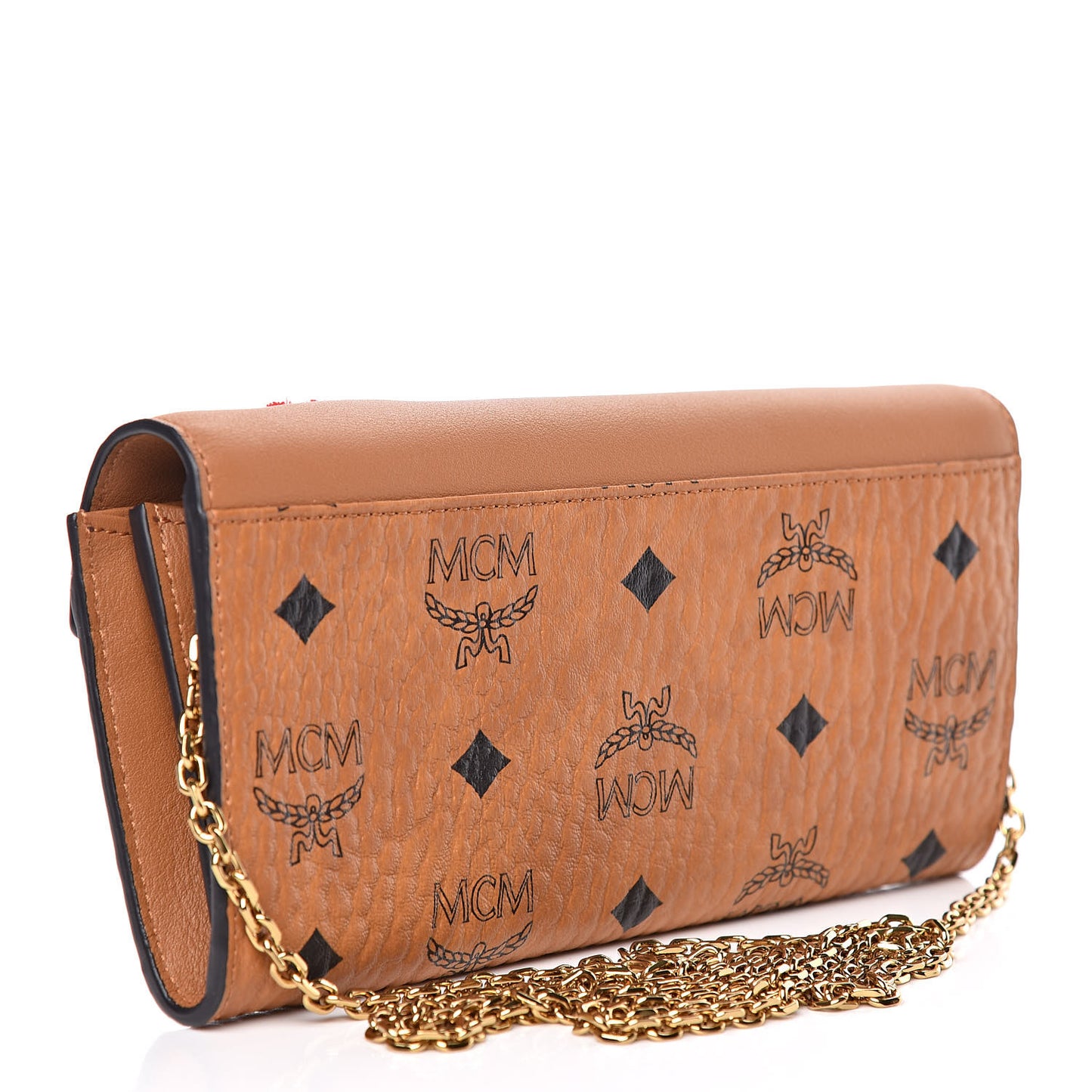 Visetos Large Patricia Love Patch Wallet On Chain Cognac