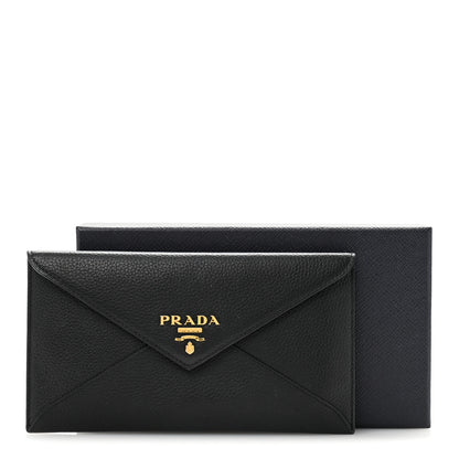 Prada Vitello Grain Envelope Wallet Black 12 of 12