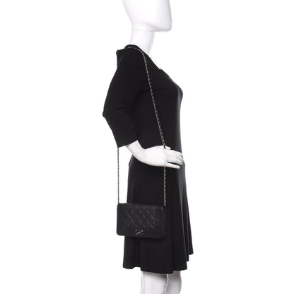 Chanel Caviar Quilted Vintage Mademoiselle Wallet On Chain WOC Black 2 of 13