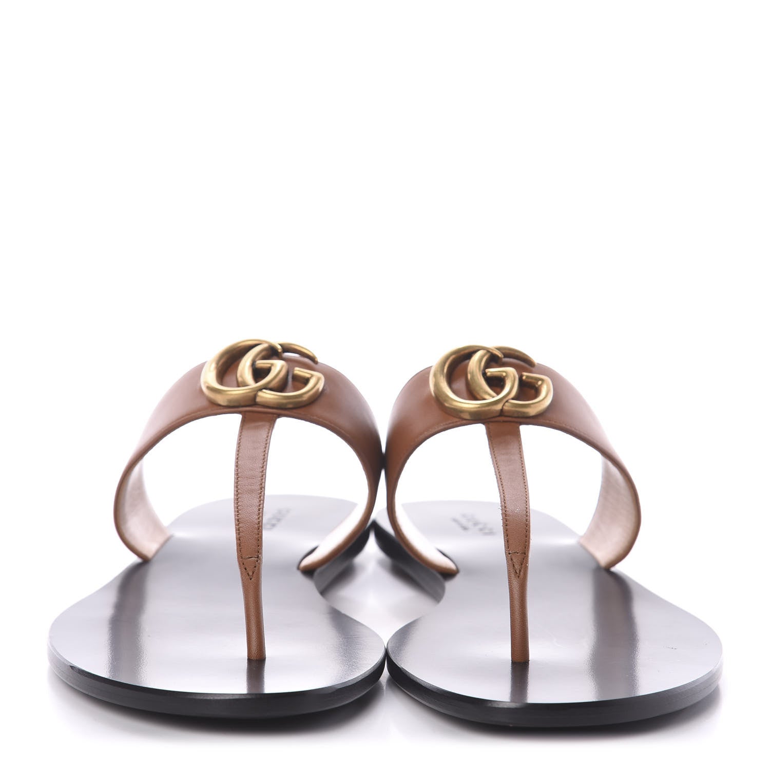 Gucci Calfskin GG Marmont Thong Sandals 40.5 Cognac 2 of 6