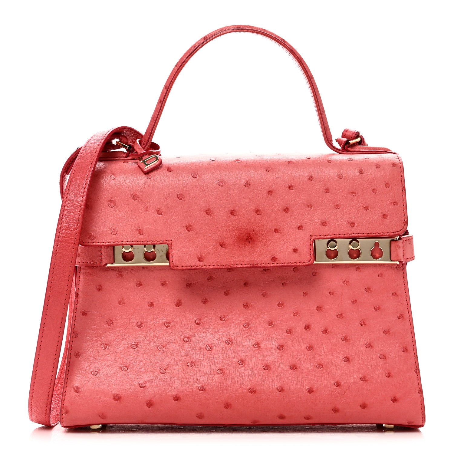 Delvaux Ostrich MM Tempete Satchel Pink 1 of 9