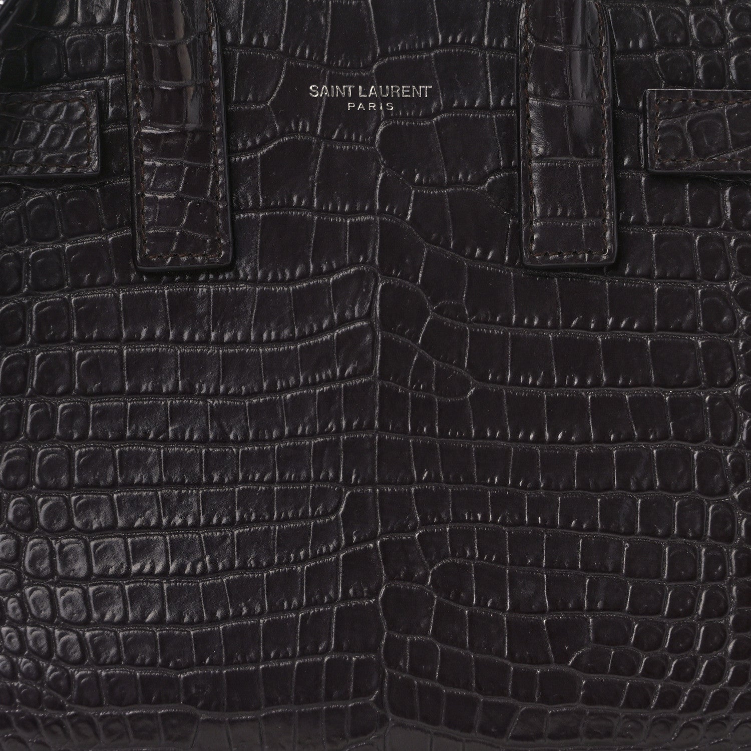 Saint Laurent Calfskin Crocodile Embossed Nano Sac De Jour Bordeaux 8 of 11