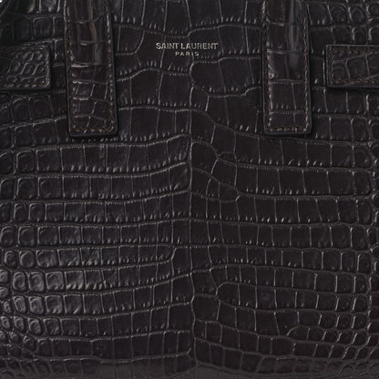 Saint Laurent Calfskin Crocodile Embossed Nano Sac De Jour Bordeaux 8 of 11